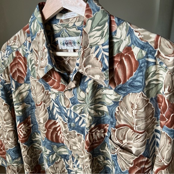 Campia Moda Hawaiian Shirt L Green Fuana S/S Aloha Lounge Size L - Picture 5 of 13